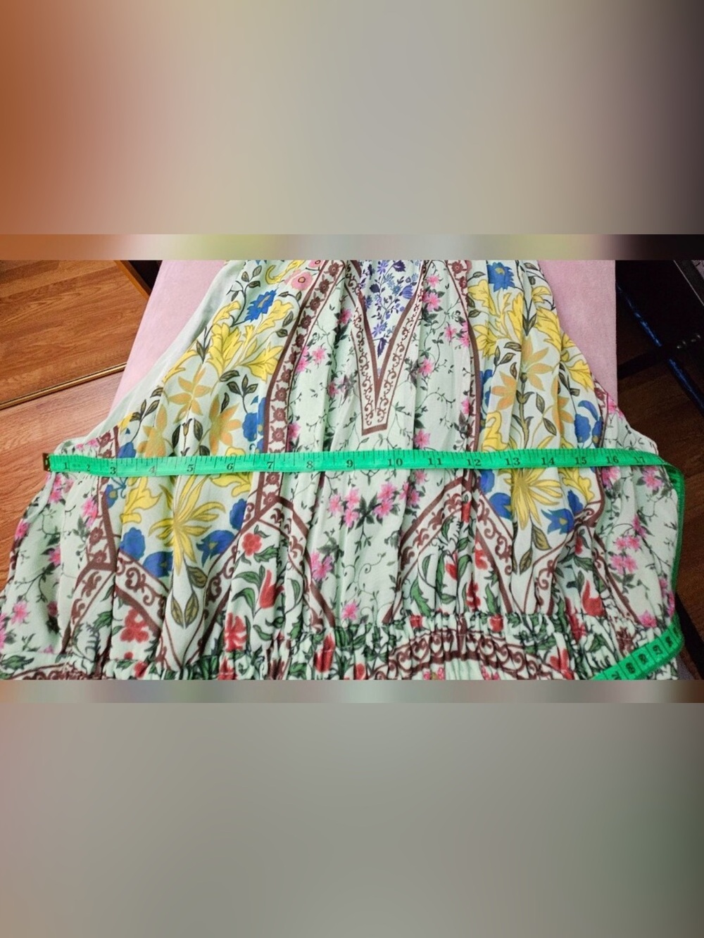 Anthropologie Halter Floral Maxi Dress in Mint, Yellow & Green - Picture 10 of 10